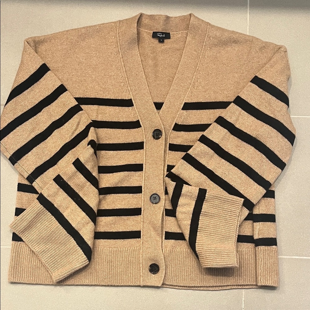 Rails Tan and Black Striped Cardigan Sz L like new